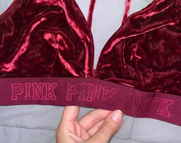 PINK - Victoria's Secret Maroon Velvet Bralette