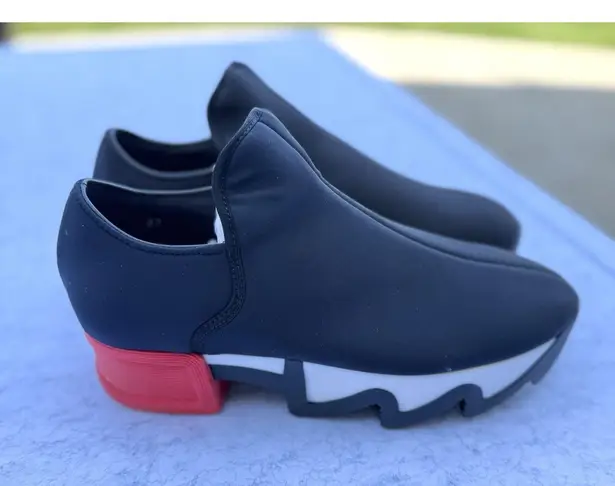 iRI NYC Wes Sneakers Black Red Unisex SZ 37 US 7W Slip Ons Neoprene Italian NEW