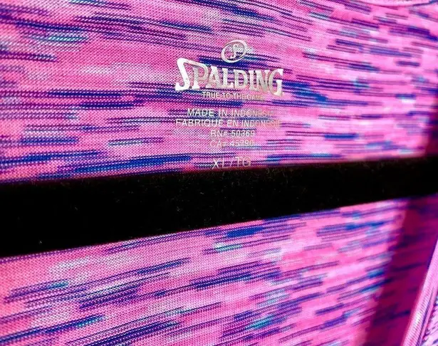 Spalding Short Sleeve Space Dye Speed Dri Workout Tee XL Pink Blue Gym T-Shirt