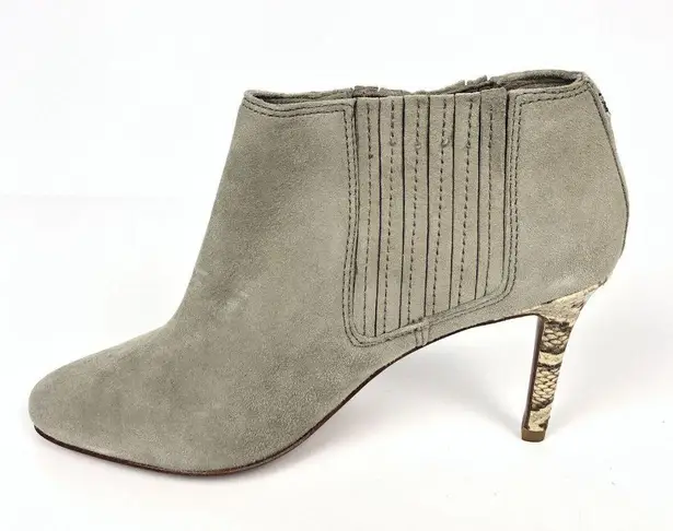 Coach  Size 5.5 Dovelyn Gray Suede Snakeskin Heel Ankle Booties Boots