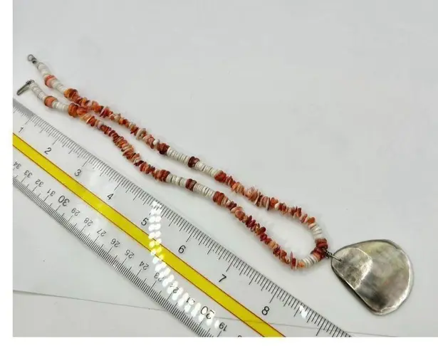 Spiny oyster abalone pendant necklace Orange