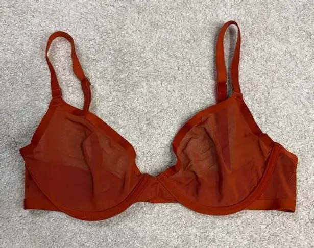 CUUP The Plunge Underwire Mesh Bra Orange Size 32D thumbnail 1