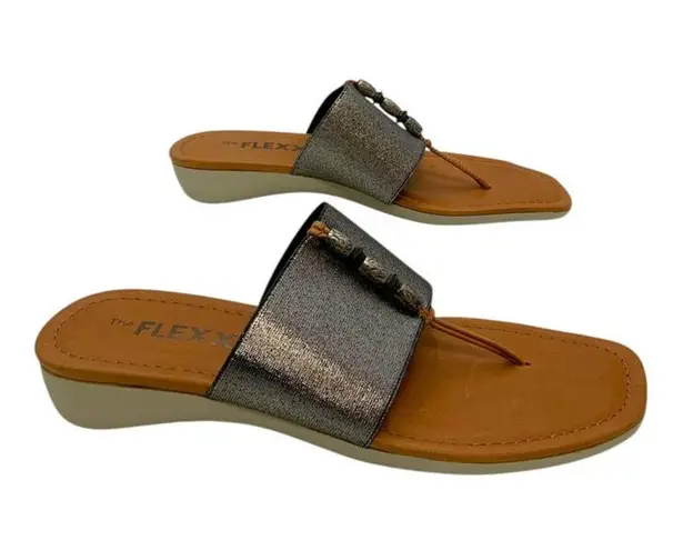 The FLEXX Rain Maker Thong Sandal Silver Elastic/Vaccheta US Women's 7.5M Size 7.5