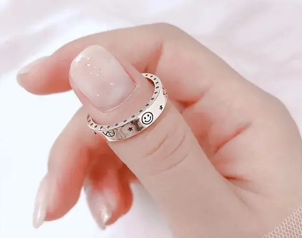 Boutique Unisex Sm 925 Sterling Silver Star Moon Midi Pinky Finger Ring