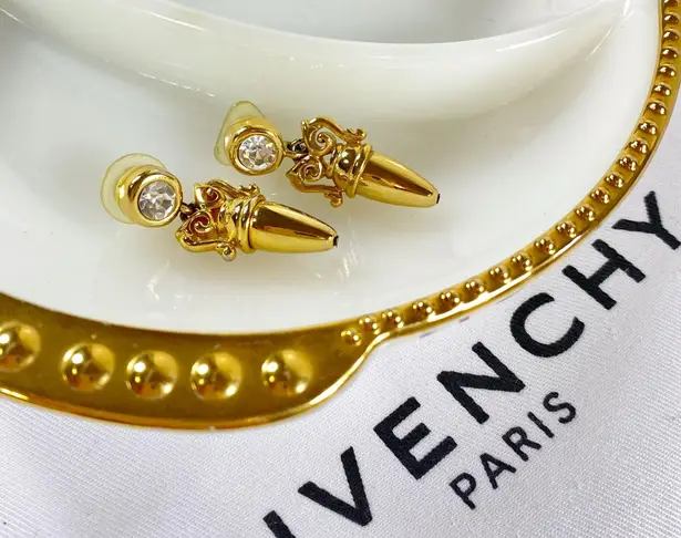 Givenchy Couture Gold & Crystal Dangle Earrings