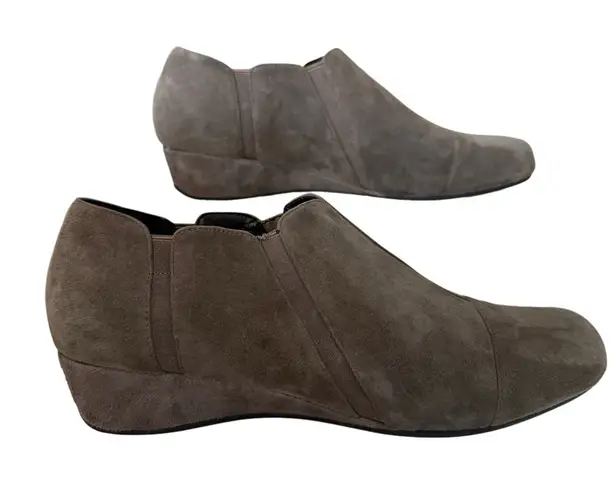 Vaneli Gray Suede Leather Wedge Booties Comfort Classic Minimalist Career 11M Size 11