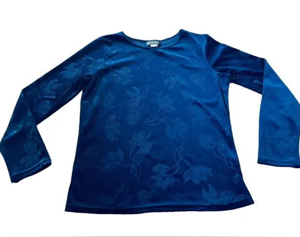 Rendezvous Vintage 90s Blue Velvet Goth Witchy Whimsygoth Moody Floral Top Size L