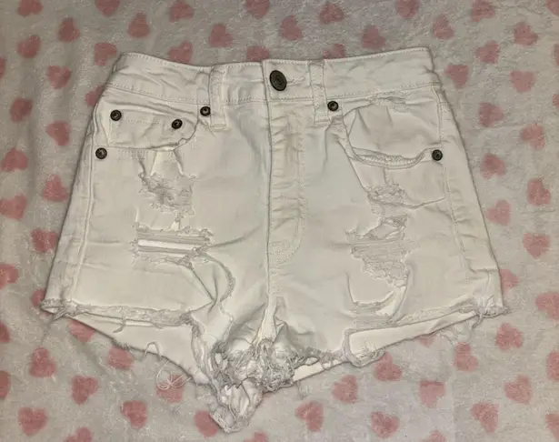 Aeropostale white jean denim shorts high rise shorty Size Xsmall