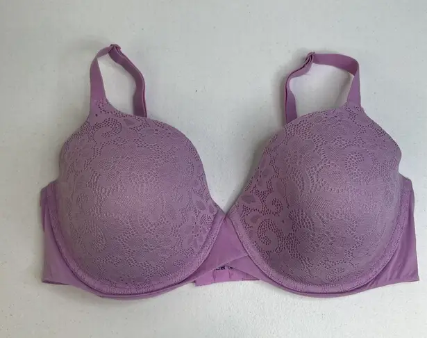 Maidenform 36D Bra Demi T-Shirt Purple Lace Lightly Padded Underwire DM7543