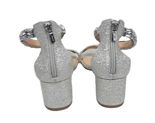 Badgley Mischka Jewel Silver sparkle sandal heels 8.5 Bracelet Ankle Strap