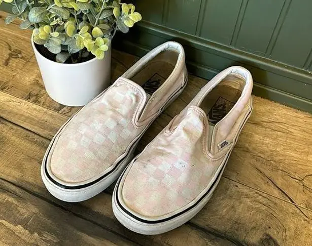 Vans  Women’s 8 Pink White Checker Off the Wall Slide-ons Slip-ons Sneaker Shoes