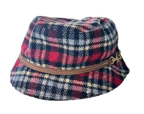 Coach  Vintage Y2K Plaid Red Black White Wool Bucket Hat M/L