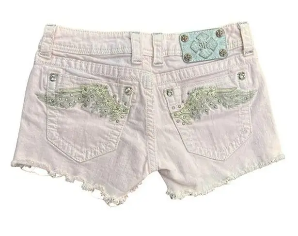 Miss Me JP5437H3 Color: Bubblegum Denim Cut-Off Shorts Size 27 Wing Design