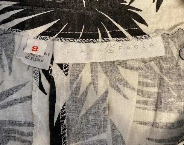 Vintage Liana & Paola Womens Midi Wrap Skirt Size 8 Black White Floral Pockets