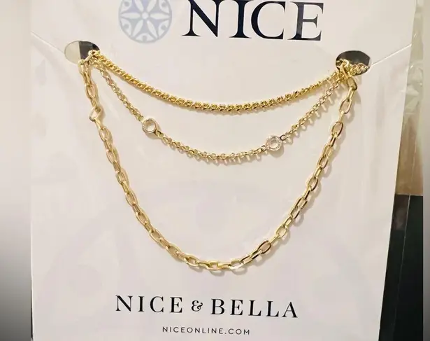 Nice & Bella Gold Layered Necklace with small crystal