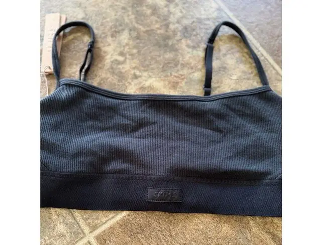 SKIMS Cotton Rib Scoop Bralette Soot Size Small