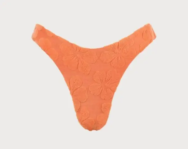 BERLOOK Floral Jacquard High Cut BIKINI BOTTOM ONLY 16 Orange Size M