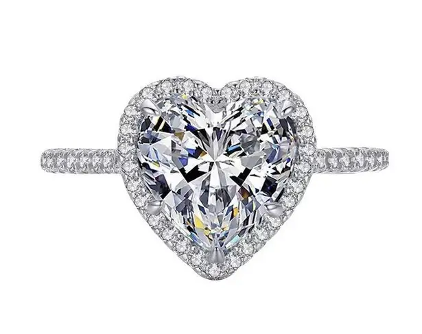 Sterling Silver SIZE 6 925 Sterling Silve Elegant Romantic Sparkling Clear Zircon Heart Ring