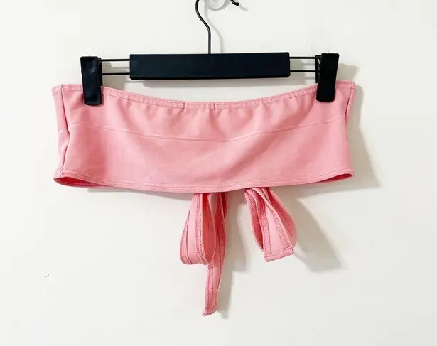 Pretty Little Thing  Peach Bandage Tie Front Bandeau Split Mini Skirt Matching Set