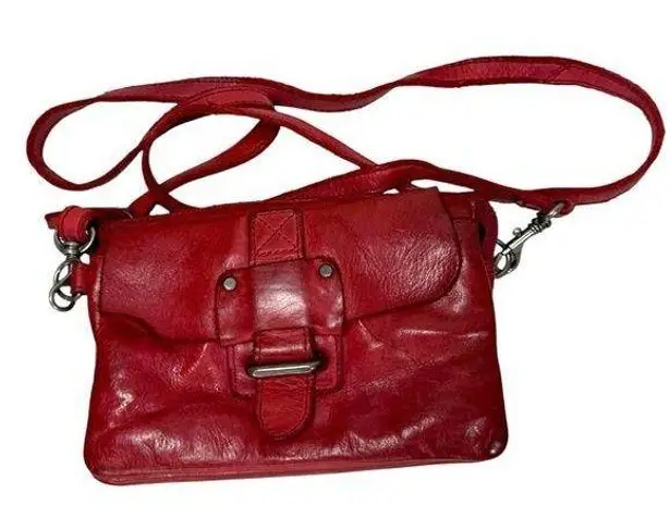 Harbour 2nd Luna Red Leather Triple Pocket Crossbody Belt Bag