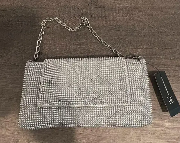 INC International Concepts Silver Rhinestone Clutch