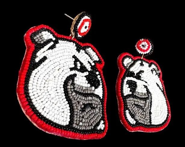 Bulldog Earrings UGA Dawgs University of Georgia Beaded Dangle Post New …