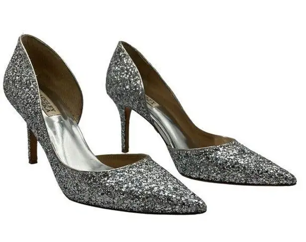 Badgley Mischka Daisy II Glitter Heels Women’s Size 6 Gray Stiletto Pointed Toe