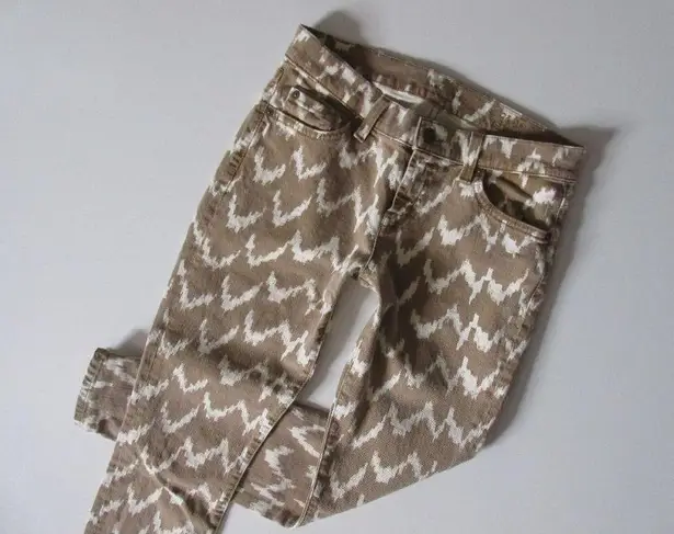 7 For All Mankind  The Cropped Skinny in Toffee Ikat Stretch Crop Jeans 25