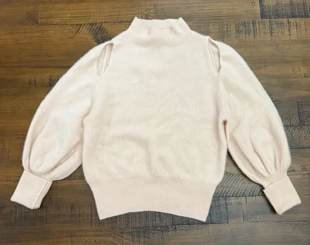 Celford Pink Mock Neck Cutout Shoulder Balloon Sleeve Sweater Size 36 (small)