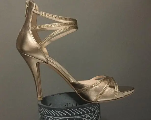 Moda Pelle Champagne Open-Toe Heels