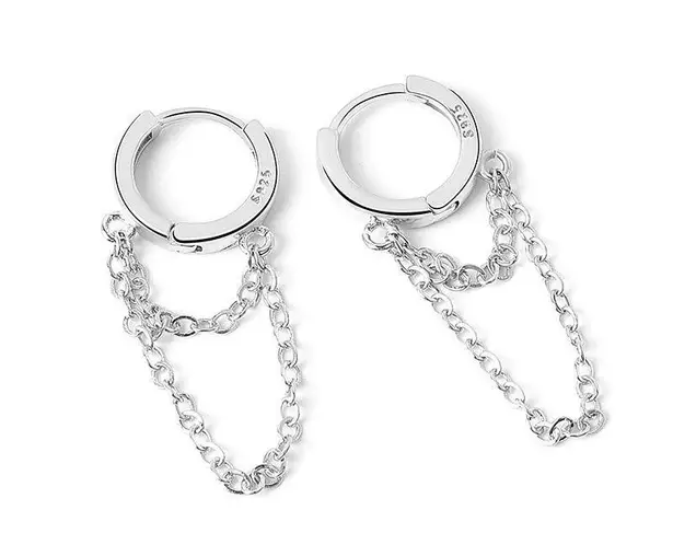 925 Silver Plated Tassel Chain Dangle Drop Earrings for Women