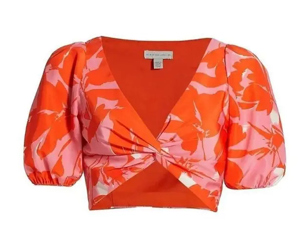 Monique Lhuillier ML Printed Taffeta Crop Top 10