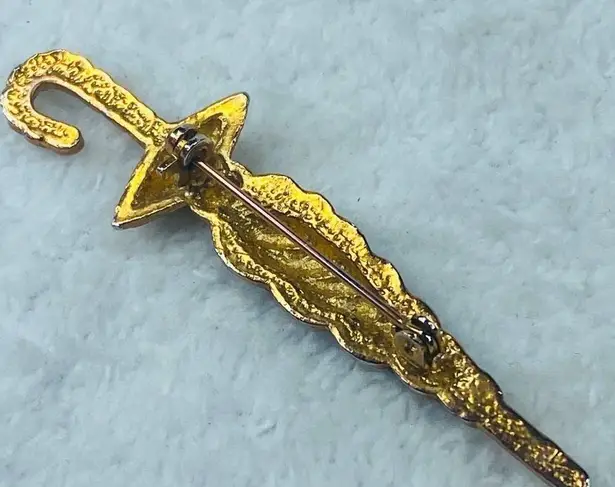 Umbrella Jewelry Pin Brooch Gold and Iridescent Purple Shade Color Vintage