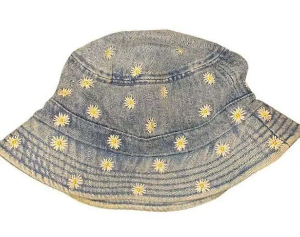 Old Navy American Eagle Embroidered Sunflower Light Denim Bucket Hat Adult One Size Retro