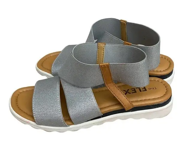 The Flexx Extra Women's Sandals Silver Elastic Ankle Strap Open Toe Slip On