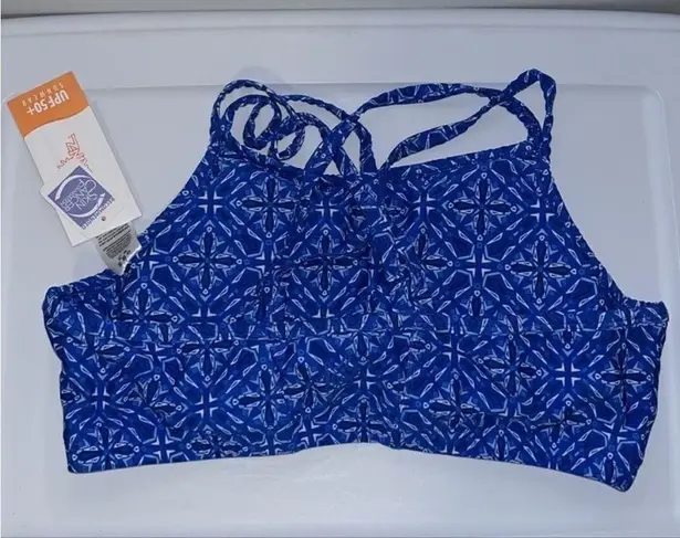 UV Skinz Blue Medallion Crisscross Swim Bra Bikini Top UPF 50+ Women’s XL