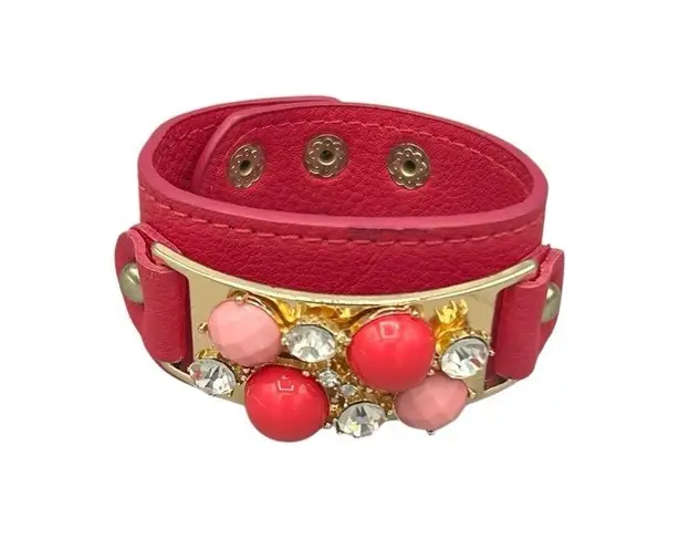 NEW YORK & COMPANY SET OF TWO BRACELETS – SNAP CUFFS Pink