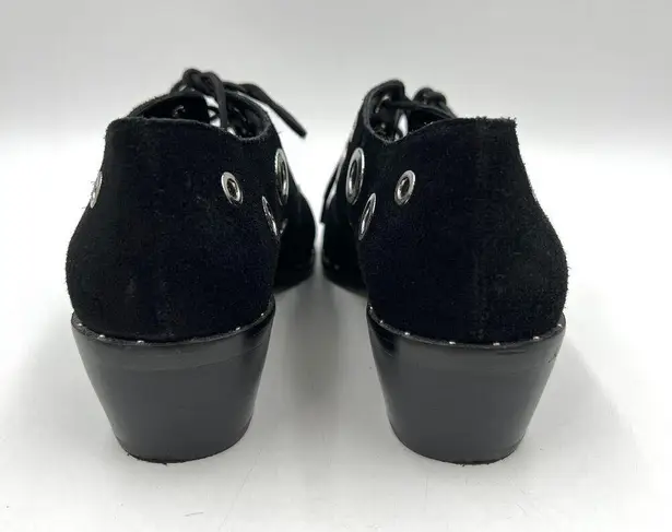 Lord & Taylor 424 Fifth Suede Leather Oxford Rose Black Grommet Details Punk Size 9