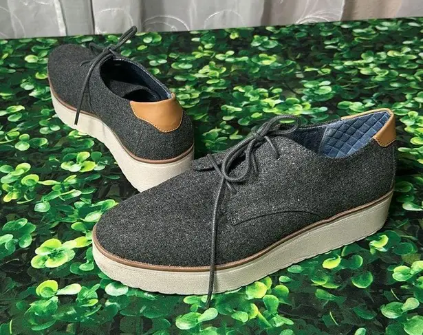 Dr. Scholls Lillian Wedge Oxford Lace Up Round Toe Grey Women Comfort Shoe 8.5M