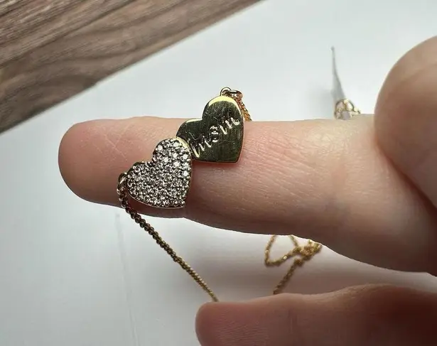 Kate Spade “ Mom” Engraved Rhinestone Gold Tone Necklace Signed NWT