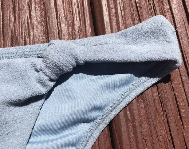 Topshop Baby Blue  Textured Front Knot Bikini Bottoms