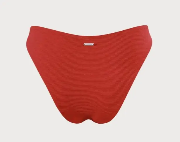BERLOOK Red Tie Front Ribbed Bikini Top AND Red Cut