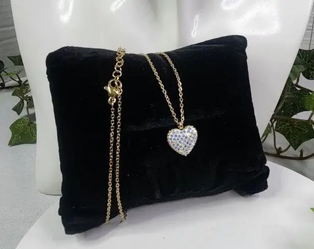 Dainty Gold Stainless Steel Chain And AB Heart Charm Pendant