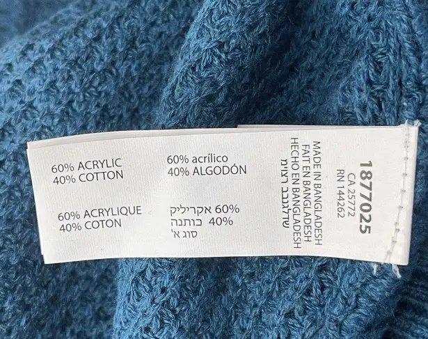 Black Tape SZ X Sweater Dolman Sleeve Chunky Knit Crew Neck Oversized Teal Blue