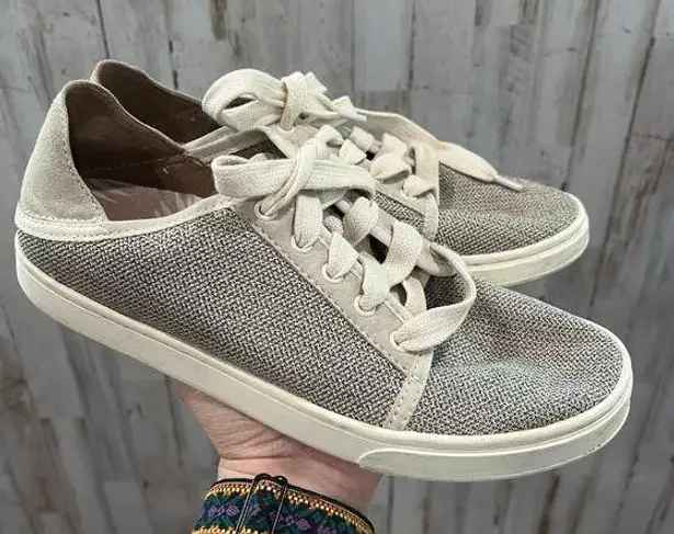 OluKai Pehuea Li Women’s 7.5 Lightweight Convertible Sneakers Slip On Lace Up Tan