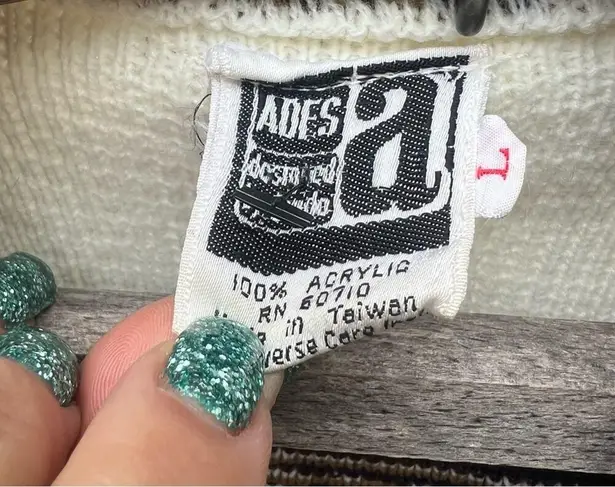 70s Starsky and Hutch Tribal Southwestern Aztec print Cowl Neck Cardigan Sweater Brown Size L