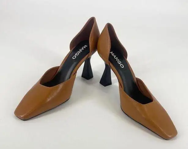 Mango Brown Square Toe Heels