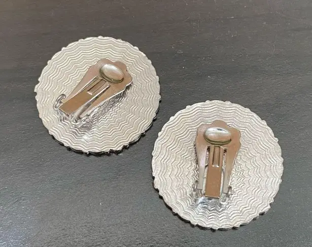 Indian Lore Genuine Copper Porcelain Enamel Inlaid Sun Face Clip On Earrings Black