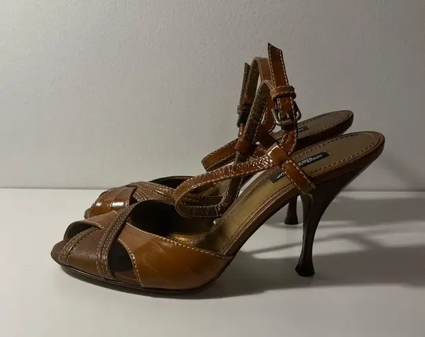 Dolce & Gabbana D&G Two Toned Leather Slingback Sandals Heels Pumps