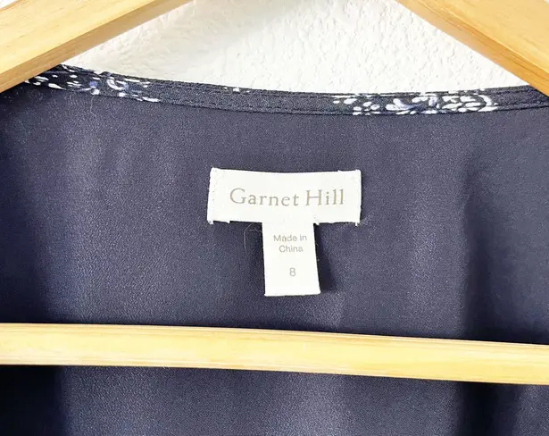 Garnet Hill Summer Day Navy Print Lined Drop Waist Dress